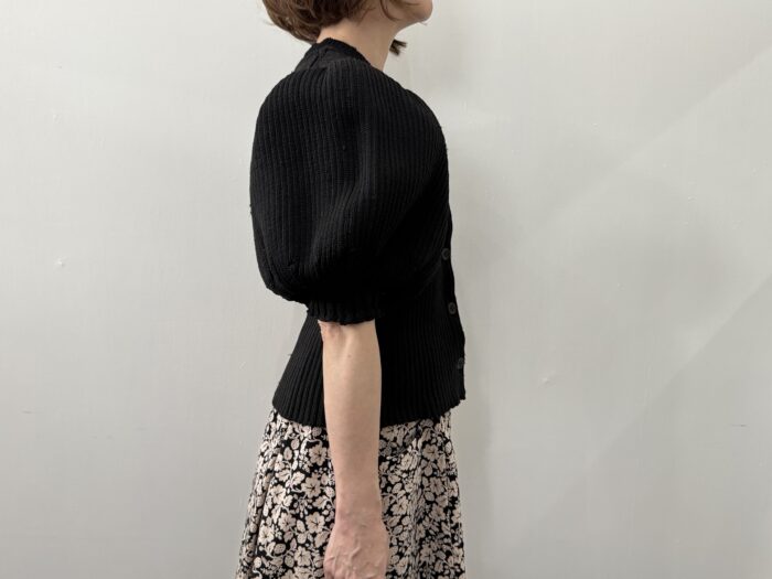 No.7994  LILIAN YARN PUFF SLEEVE CARDIGAN black  2-4月 2