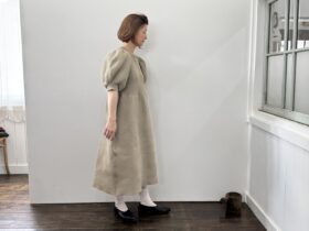 No.7995  LILIAN YARN PUFF SLEEVE DRESS beige  2-4月 6