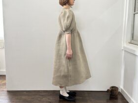 No.7995  LILIAN YARN PUFF SLEEVE DRESS beige  2-4月 2