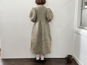 No.7995  LILIAN YARN PUFF SLEEVE DRESS beige  2-4月 3