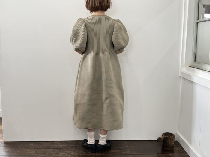 No.7995  LILIAN YARN PUFF SLEEVE DRESS beige  2-4月 3