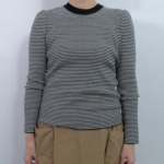 No.7799 SILK CASHMERE MILANO RIB PUFF SLEEVE ivory×black 11-1月