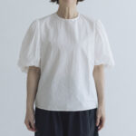 GARMENT DYE BALLOON SLEEVE BLOUSE white