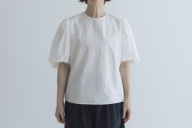 GARMENT DYE BALLOON SLEEVE BLOUSE white 1