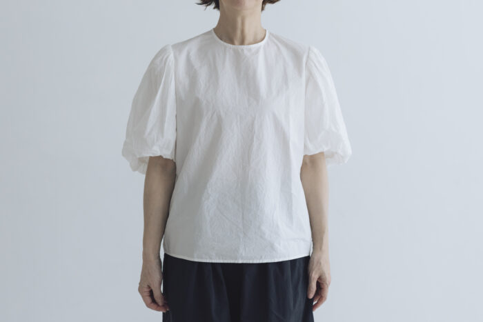 GARMENT DYE BALLOON SLEEVE BLOUSE white 1