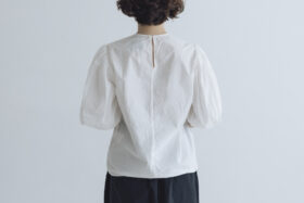 GARMENT DYE BALLOON SLEEVE BLOUSE white 3
