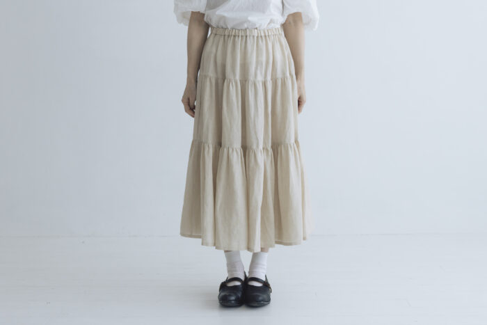 DENSELY LINEN TIERED SKIRT antique white 1