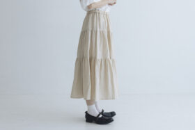 DENSELY LINEN TIERED SKIRT antique white 2