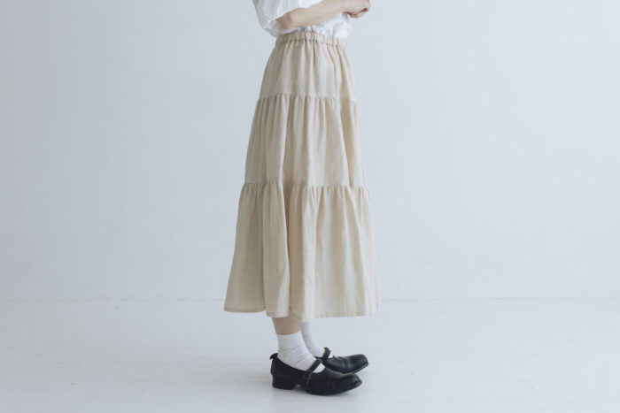 DENSELY LINEN TIERED SKIRT antique white 2