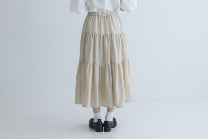 DENSELY LINEN TIERED SKIRT antique white 3