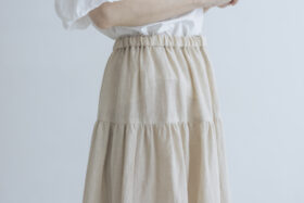 DENSELY LINEN TIERED SKIRT antique white 4