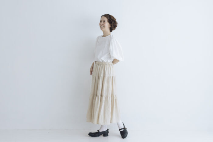 DENSELY LINEN TIERED SKIRT antique white 6