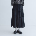 DENSELY LINEN TIERED SKIRT black