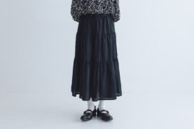 DENSELY LINEN TIERED SKIRT black 1