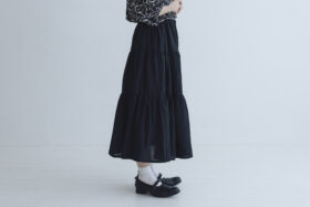 DENSELY LINEN TIERED SKIRT black 2