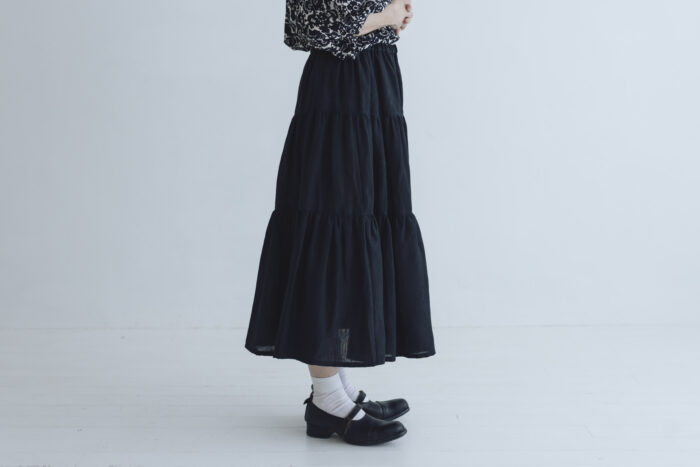 DENSELY LINEN TIERED SKIRT black 2
