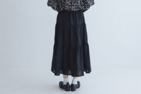 DENSELY LINEN TIERED SKIRT black 3
