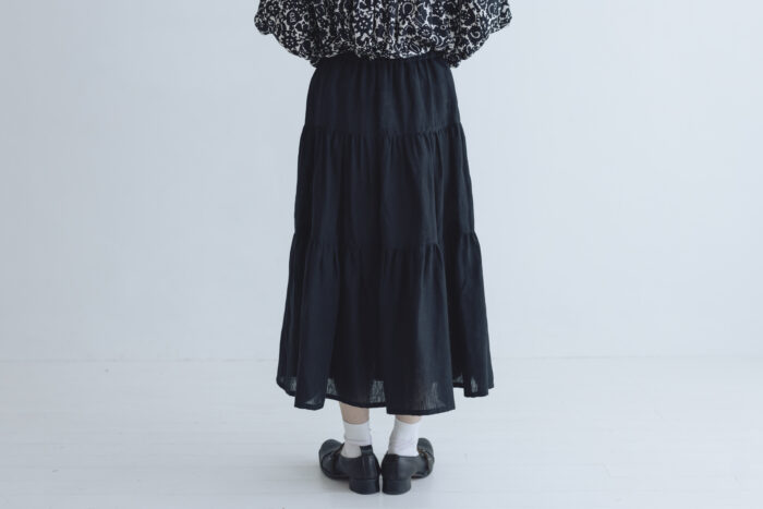 DENSELY LINEN TIERED SKIRT black 3