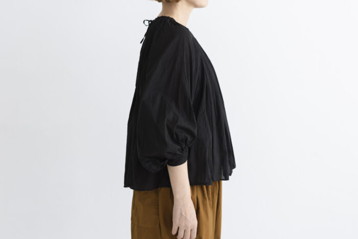 GARMENT DYE LAWN GATHER SMOCK black 2