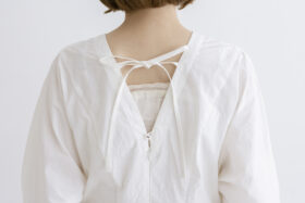 風景：刺繍襟ダーツドレス off white 5