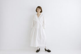 風景：刺繍襟ダーツドレス off white 6