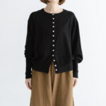 予約 G1153 GATHER SLEEVE KNIT CARDIGAN black 2月中〜3月中