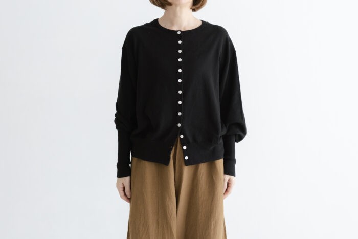 予約 G1153 GATHER SLEEVE KNIT CARDIGAN black 2月中〜3月中 1