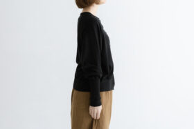 予約 G1153 GATHER SLEEVE KNIT CARDIGAN black 2月中〜3月中 2