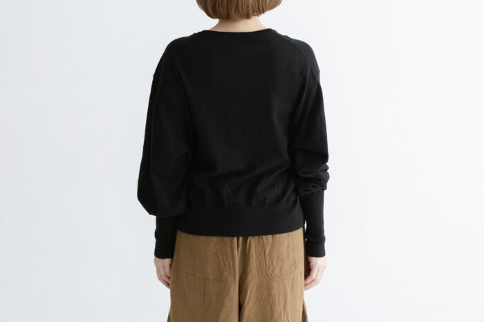予約 G1153 GATHER SLEEVE KNIT CARDIGAN black 2月中〜3月中 3