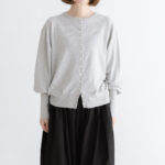 予約 G1153 GATHER SLEEVE KNIT CARDIGAN light gray 2月中〜3月中