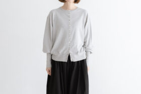 予約 G1153 GATHER SLEEVE KNIT CARDIGAN light gray 2月中〜3月中 1