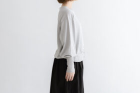 予約 G1153 GATHER SLEEVE KNIT CARDIGAN light gray 2月中〜3月中 2