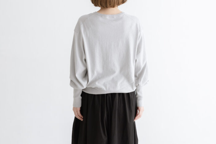 予約 G1153 GATHER SLEEVE KNIT CARDIGAN light gray 2月中〜3月中 3