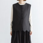 予約 G1150 ANTIQUE SCALLOPPED QUILT GILET black 2月中〜3月中