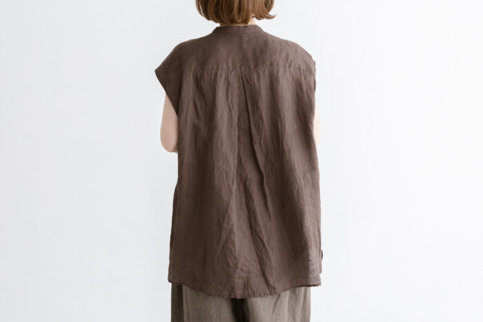 予約 R360 LINEN FRILL NO SLEEVE BLOUSE brown  4月末〜5月末 3