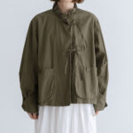 予約 G1149 ameri FRILL MODERNIST JAKET khaki 2月中〜3月中
