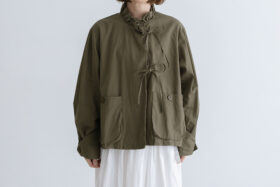 予約 G1149 ameri FRILL MODERNIST JAKET khaki 2月中〜3月中 1
