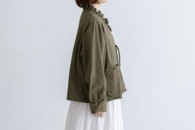 予約 G1149 ameri FRILL MODERNIST JAKET khaki 2月中〜3月中 2