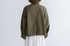 予約 G1149 ameri FRILL MODERNIST JAKET khaki 2月中〜3月中 3