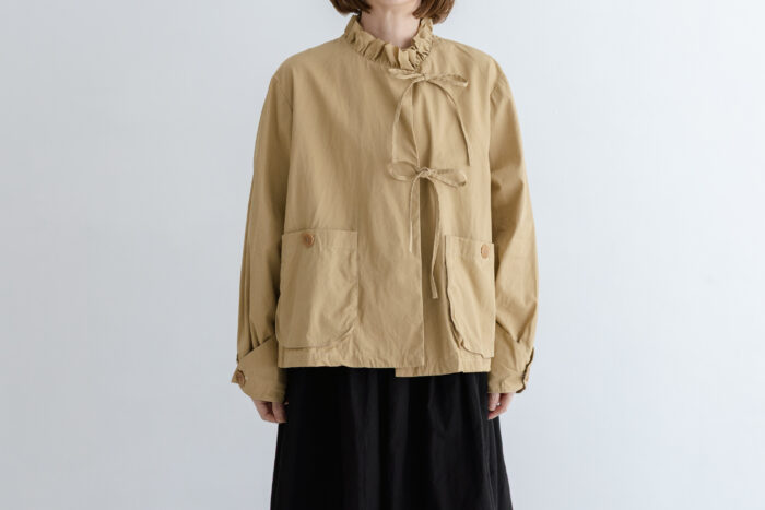 予約 G1149 ameri FRILL MODERNIST JAKET beige 2月中〜3月中 1