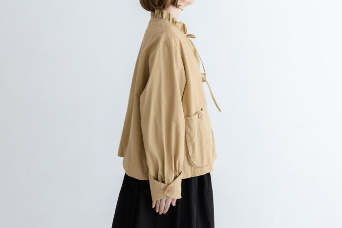 予約 G1149 ameri FRILL MODERNIST JAKET beige 2月中〜3月中 2
