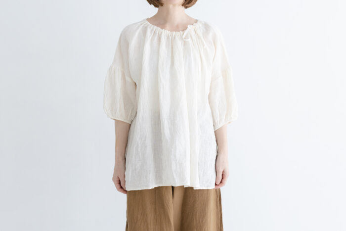 予約 R368 WRINKLE STRING BLOUSE off natural 5月末〜6月末 1
