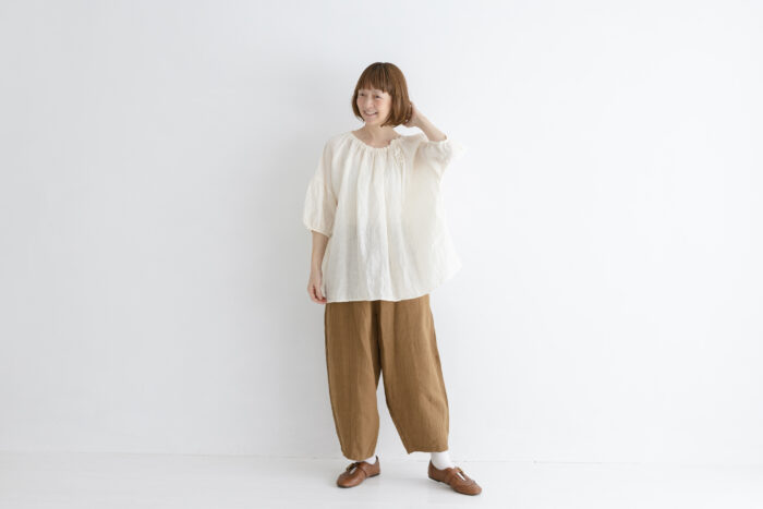 予約 R368 WRINKLE STRING BLOUSE off natural 5月末〜6月末 6