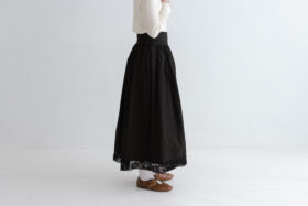 予約 R340 HEM LACE OVERWRAPED SKIRT black  2月中〜3月中 2