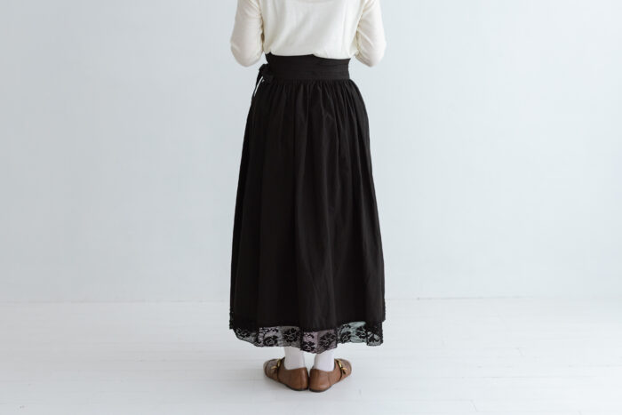 予約 R340 HEM LACE OVERWRAPED SKIRT black  2月中〜3月中 3