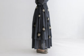 BN2618 Embroidery Layered Skirt charcoal 2 BN2618 Embroidery Layered Skirt charcoal 2