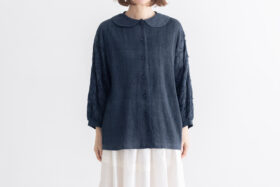 BN2624 Flower Tuck Blouse charcoal 1 BN2624 Flower Tuck Blouse charcoal 1