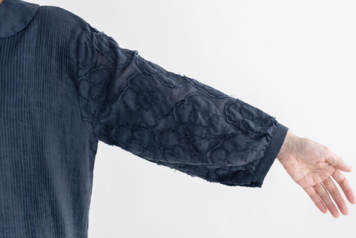 BN2624 Flower Tuck Blouse charcoal 5 BN2624 Flower Tuck Blouse charcoal 5