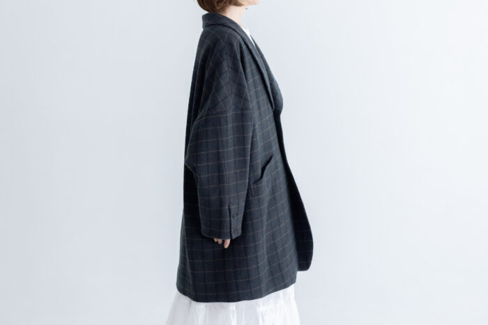 薄雲 コートジャケット  brown check 2
