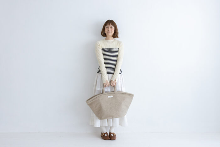 LINEN MARCHE BAG(L) beige 4